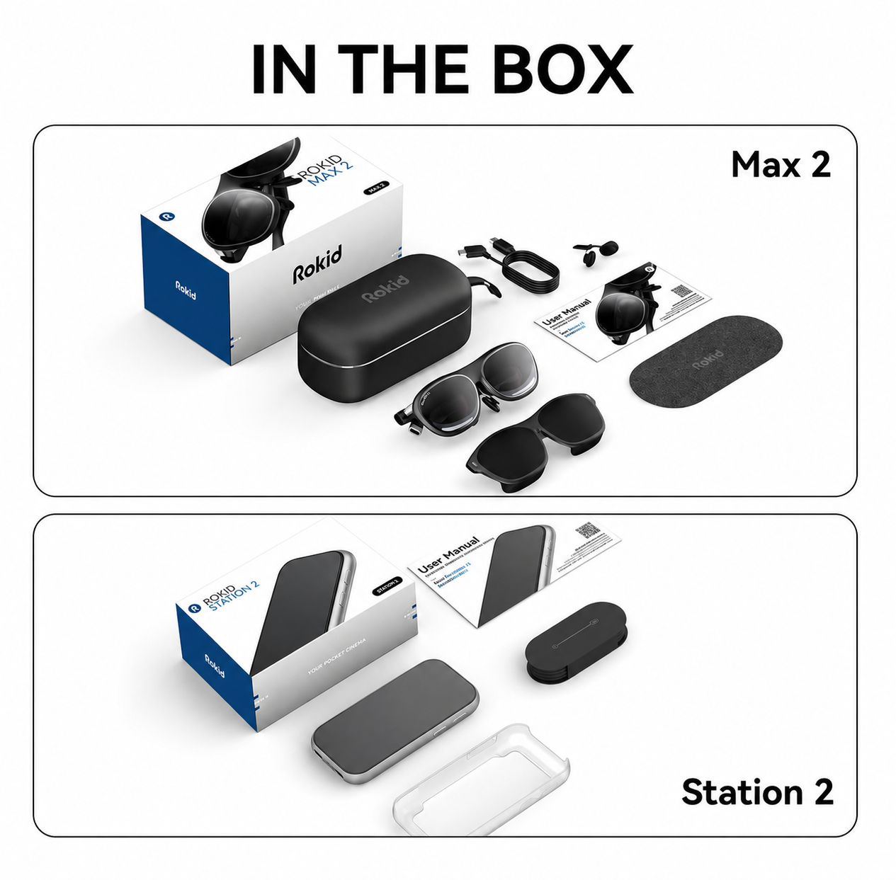 Rokid AR Max 2 Glasses (No 3DoF), AR Spatial, 300" 120Hz Ultra-HD Steam Deck, ROG, Mac, PC, Android & iOS Wearable