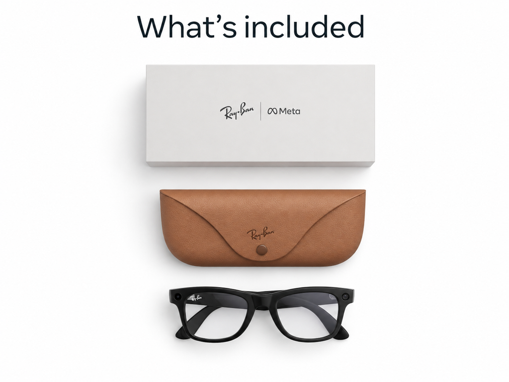 Meta Ray-Ban (Gen 2) Wayfarer Smart AI Glasses, Matte Black, Clear Lenses