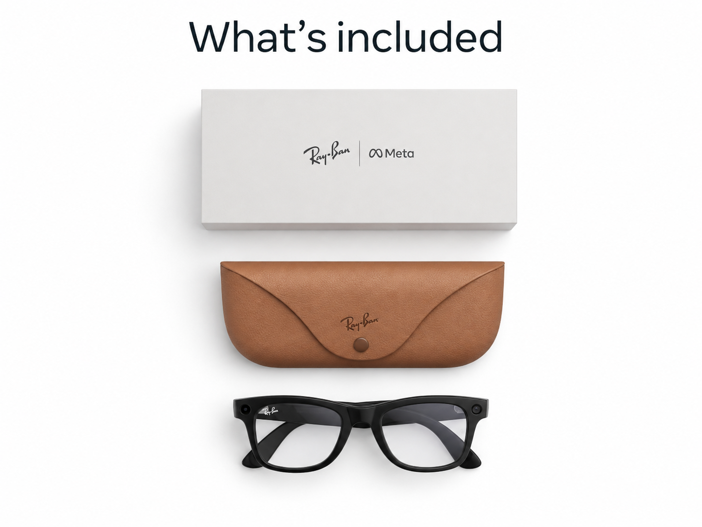 Meta Ray-Ban (Gen 2) Wayfarer Smart AI Glasses, Matte Black, Clear Lenses
