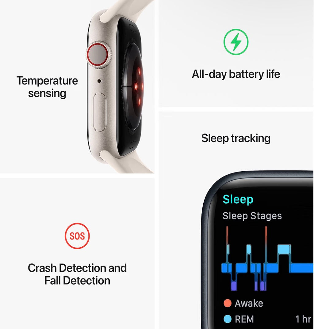 Apple Watch Series 8 [GPS + Cellular 41 mm] with Starlight Sport Band S/M