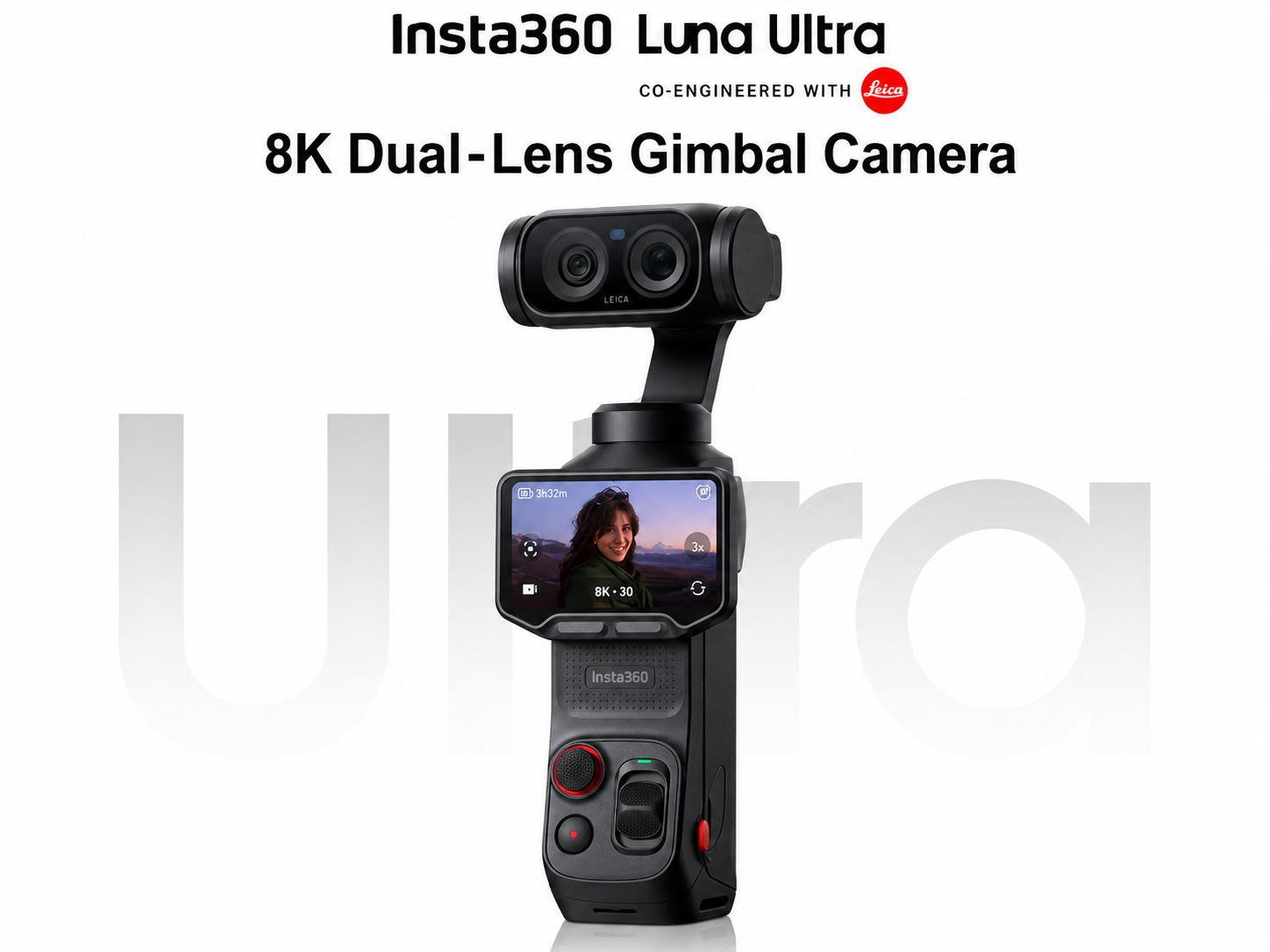 Insta360 Luna Ultra - 8K Vlogging Camera with Dual Leica Lenses, 12× Zoom, 1" Sensor, Detachable 2" Touchscreen,