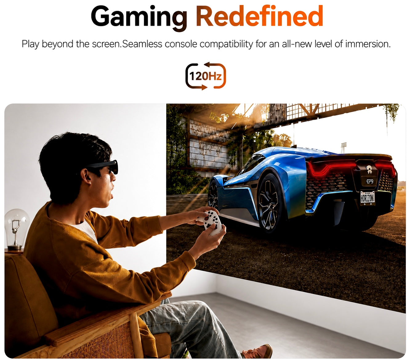 Rokid AR Max 2 Glasses (No 3DoF), AR Spatial, 300" 120Hz Ultra-HD Steam Deck, ROG, Mac, PC, Android & iOS Wearable