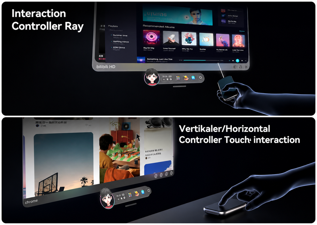 Rokid AR Max 2 Glasses (No 3DoF), AR Spatial, 300" 120Hz Ultra-HD Steam Deck, ROG, Mac, PC, Android & iOS Wearable